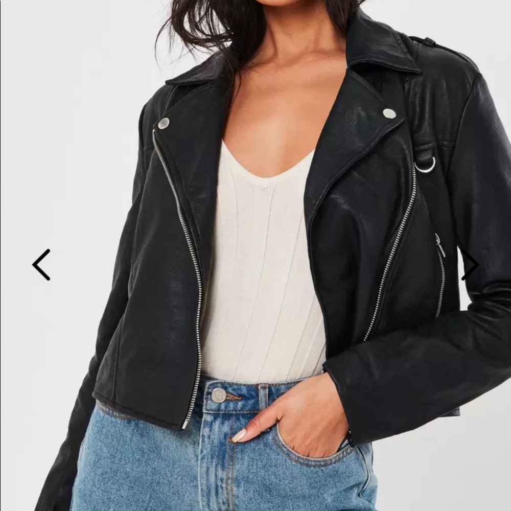 Faux leather biker jacket